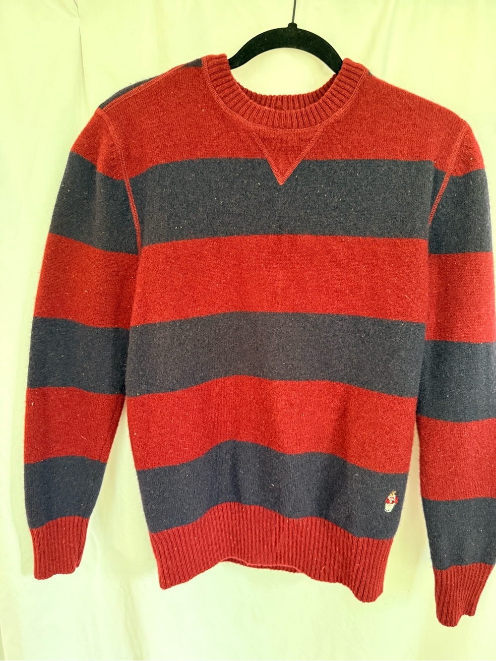 Kid's Red and Navy Striped Crewneck Sweater